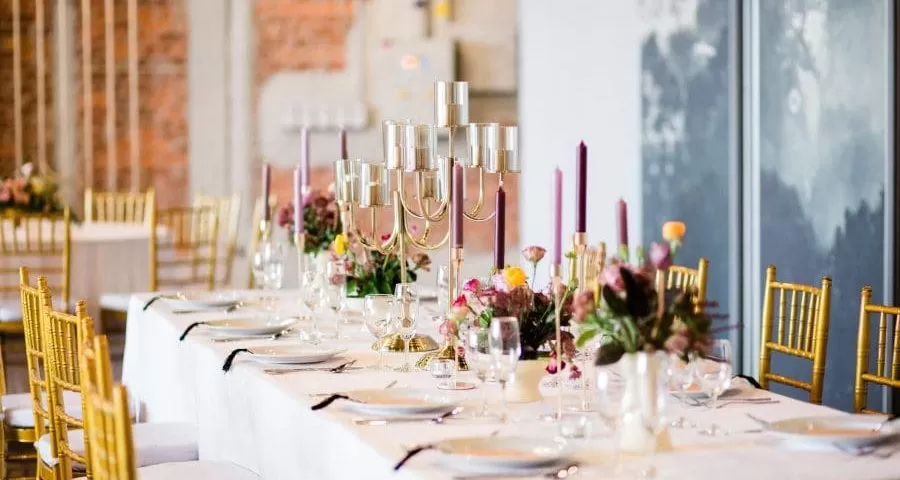 A picture of a wedding table with elaborate decorations at Colony's Wedding Venue KL